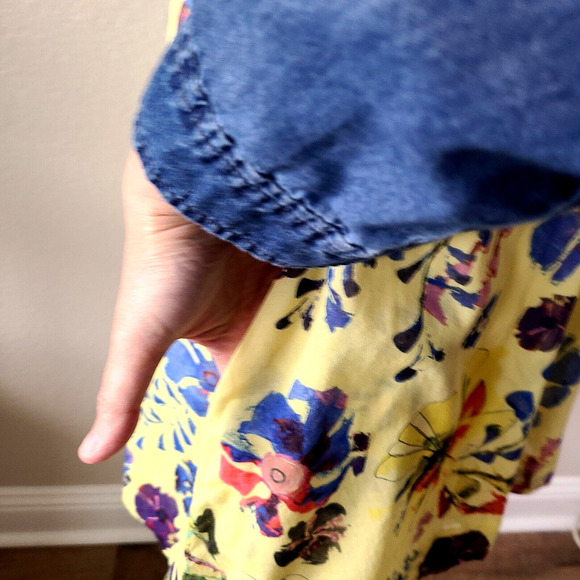 Anthropologie x Vanessa Virginia Halter Dress Sz 2 Floral Sundress‎ Yellow Strap - Picture 6 of 11